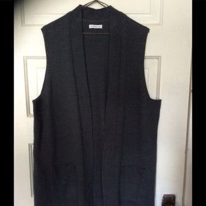 Long Sweater Vest with front pockets.